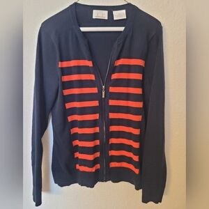 Zip-Up Knit Sweater M